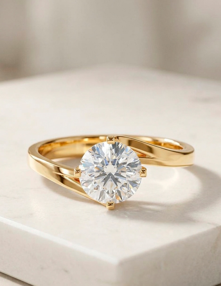 Anillo de compromiso de oro 9 K Amore Mio zirconia cúbica