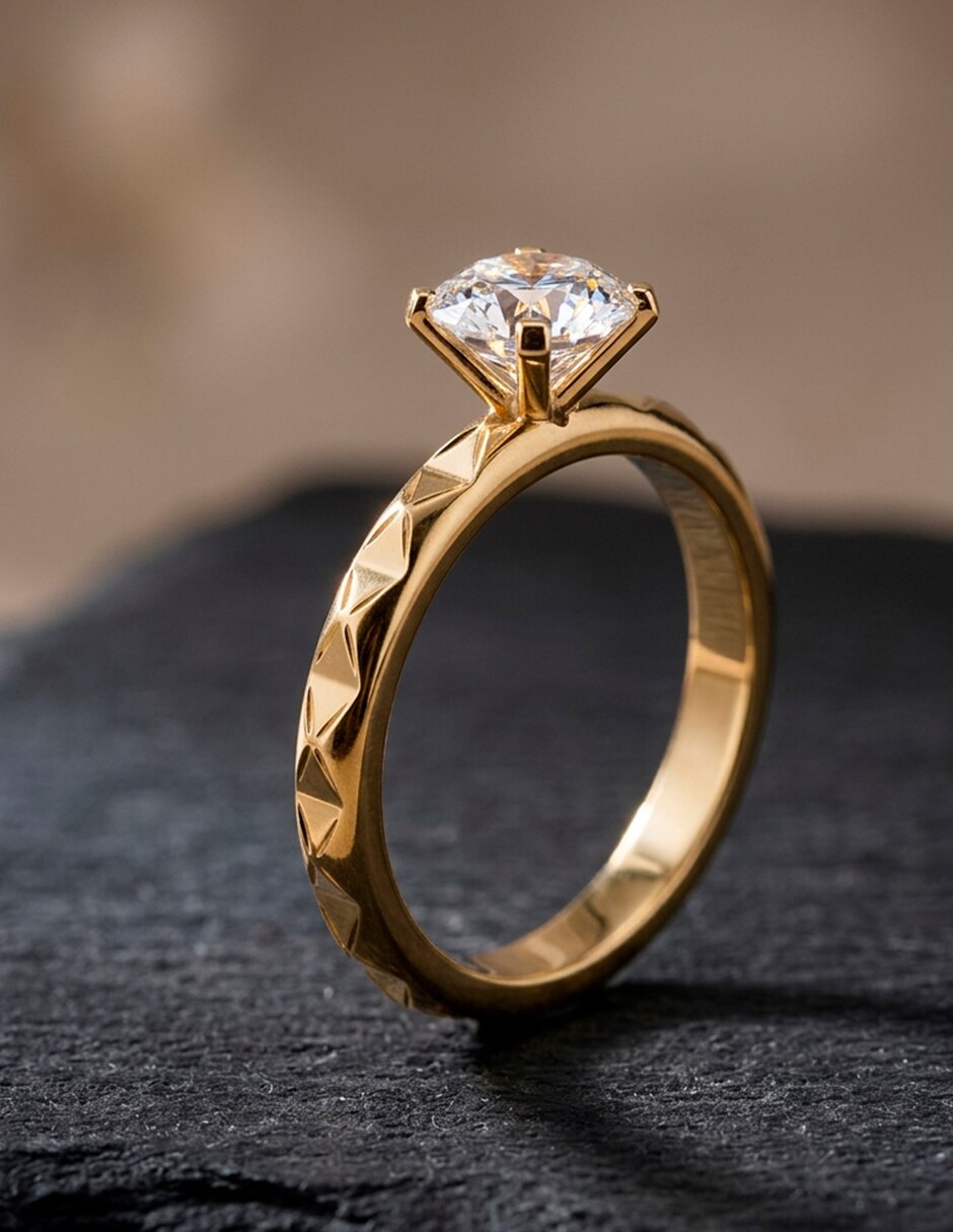 Anillo de compromiso de oro 14 k 9