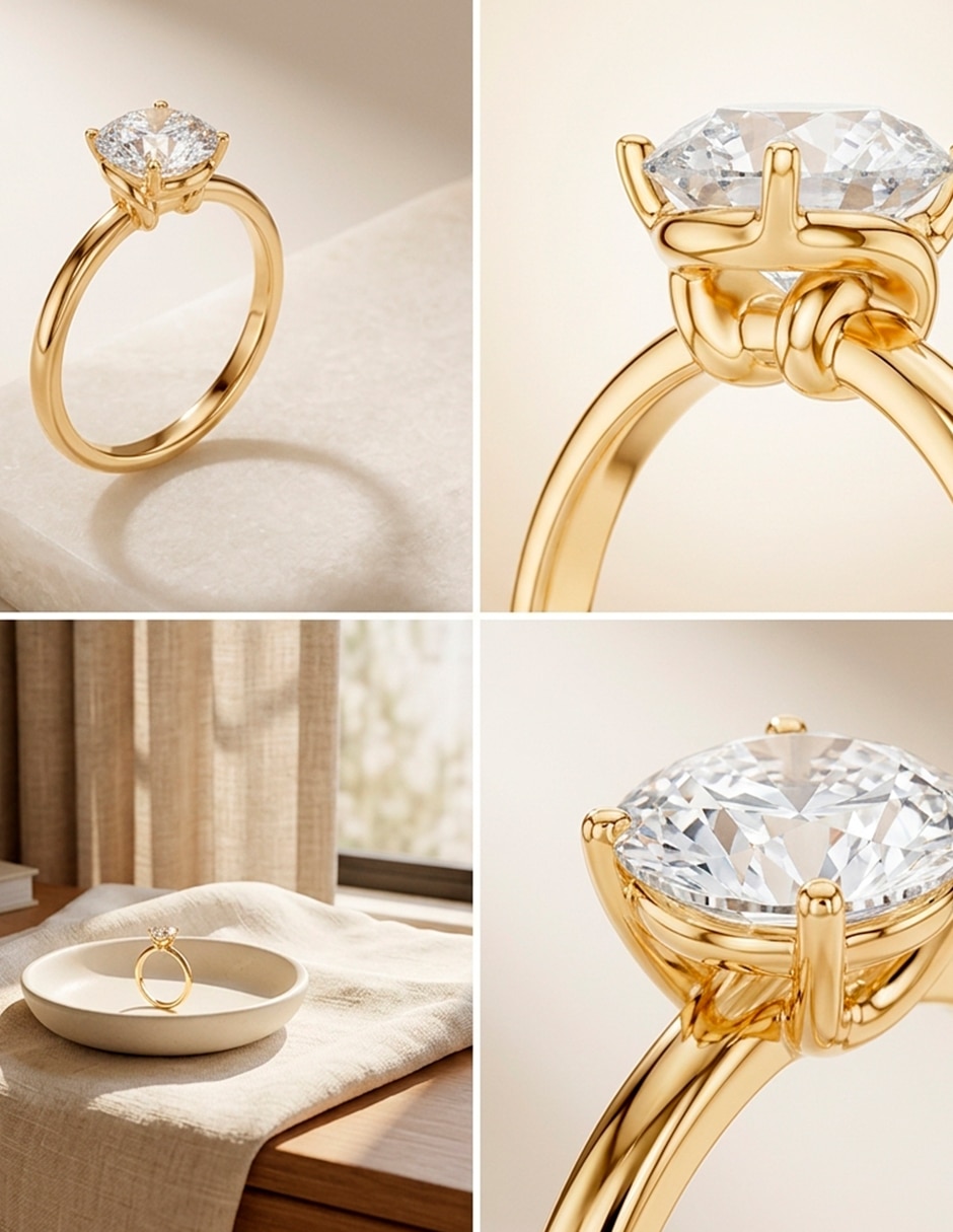 Anillo de compromiso de oro 9 k zirconia cúbica 7