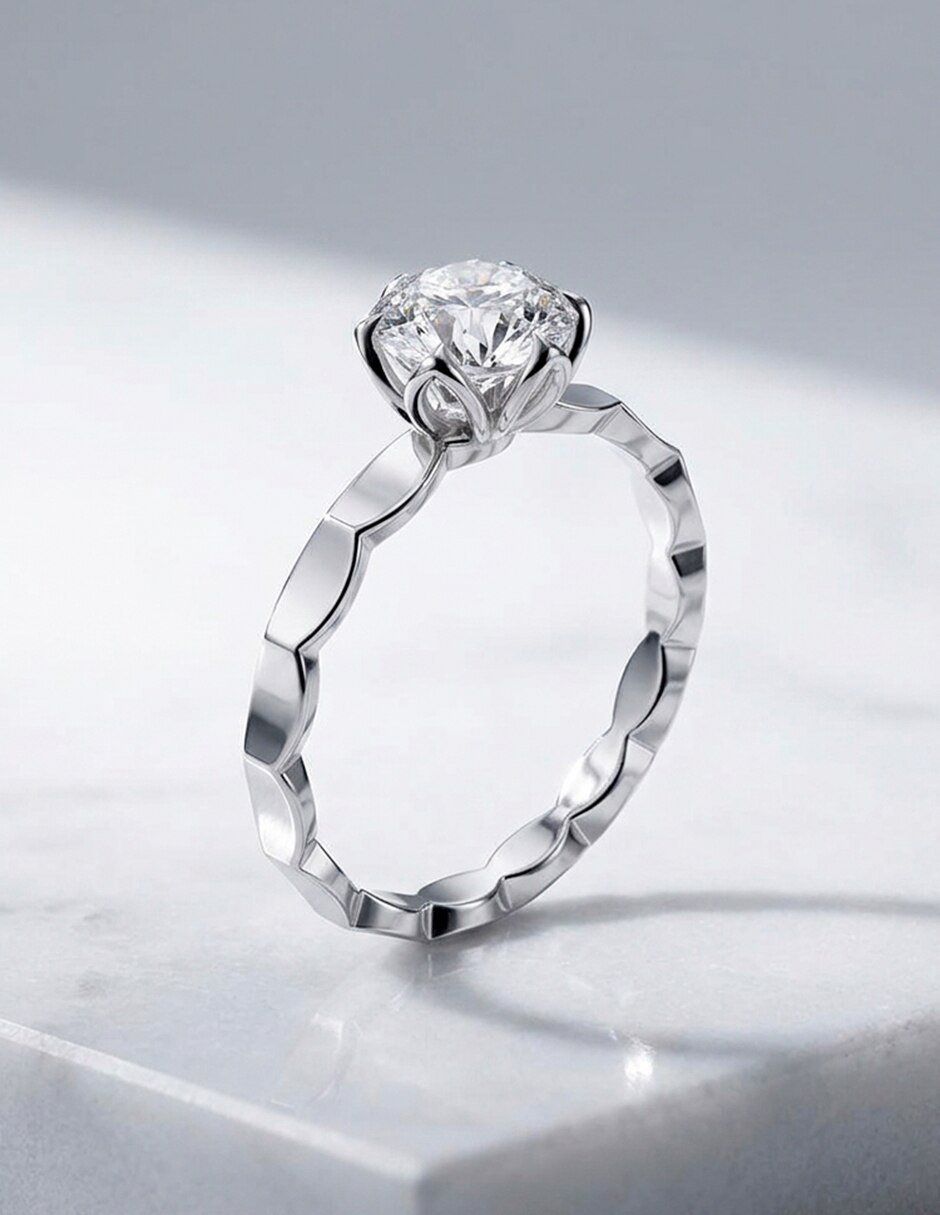 Anillo de compromiso de oro 14 K zirconia cúbica 9