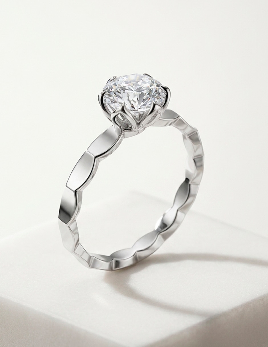 Anillo de compromiso de oro 9 K diamante de laboratorio 10