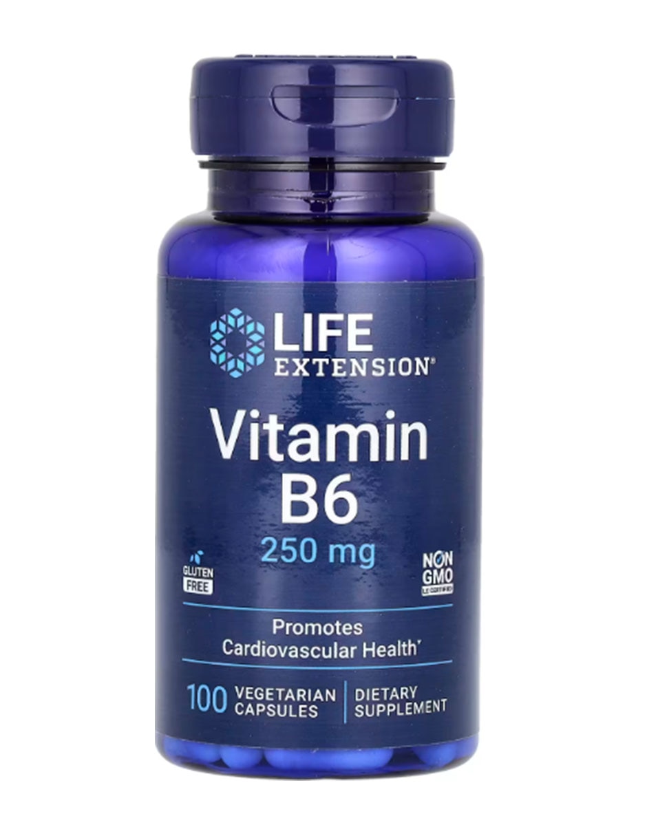 Vitamina B6 250 mg 100 cápsulas LIFE EXTENSION con Vitamina B6 sabor Sin sabor de