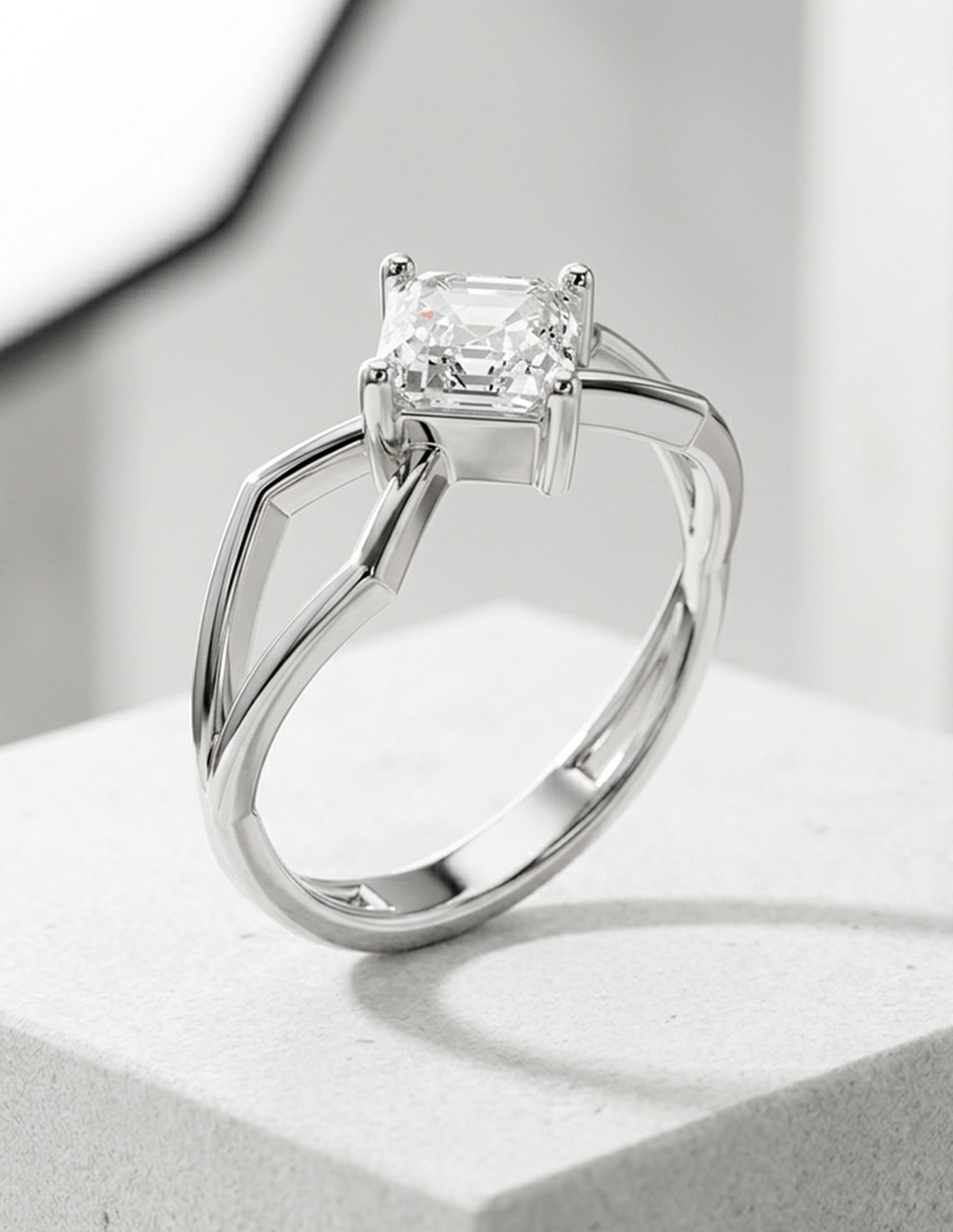 Anillo de compromiso de oro 14 k zirconia cúbica 7