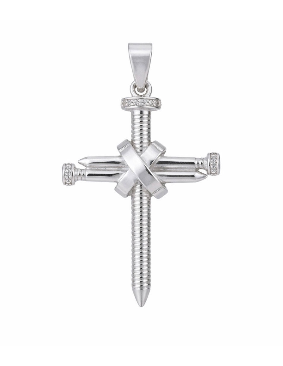 Dije de cruz de plata P 925 zirconia