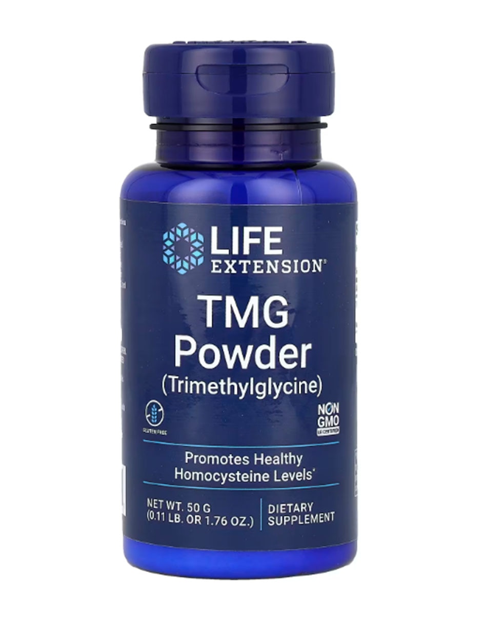 Polvo de TMG (trimetilglicina) 50 g LIFE EXTENSION con Trimetilglicina sabor Sin sabor de