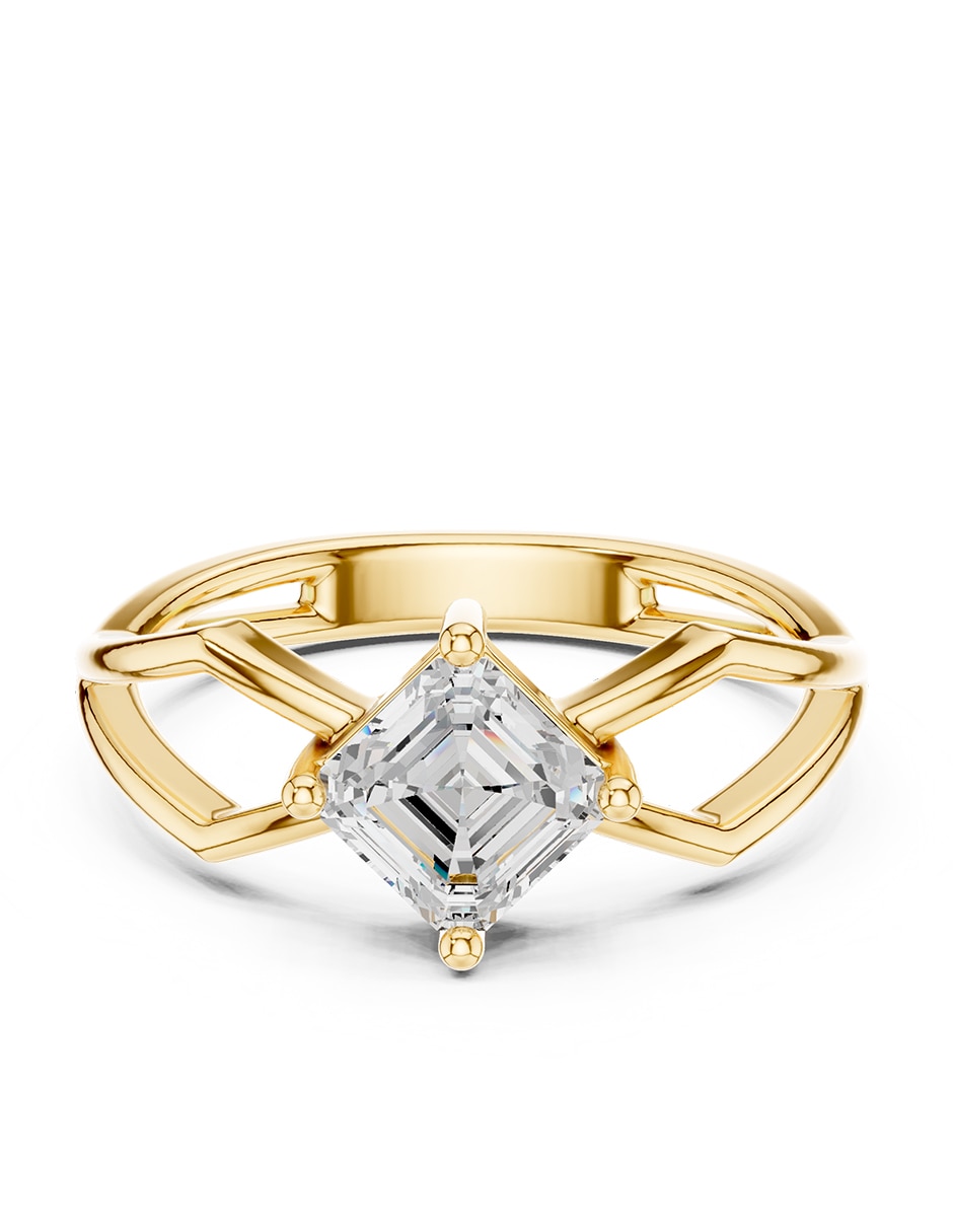 Anillo de compromiso de oro 18 K zirconia cœbica