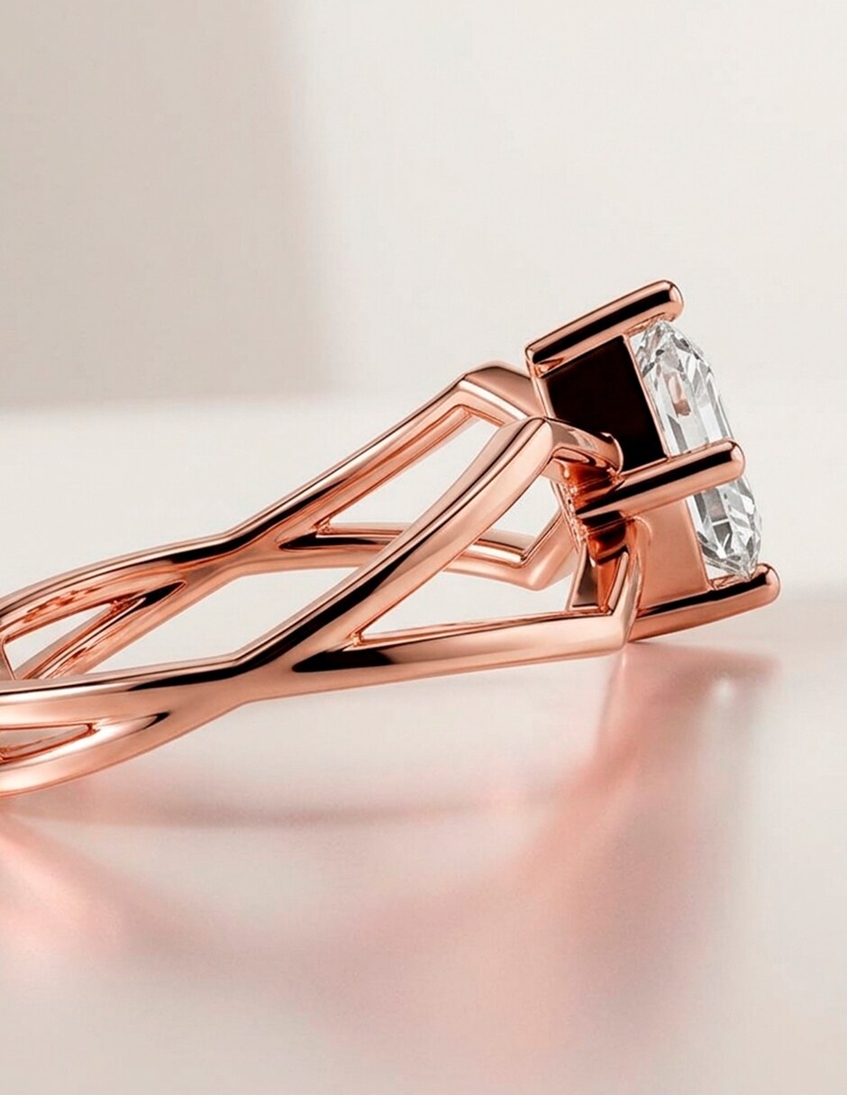 Anillo de compromiso de oro 14 K diamante de laboratorio 8