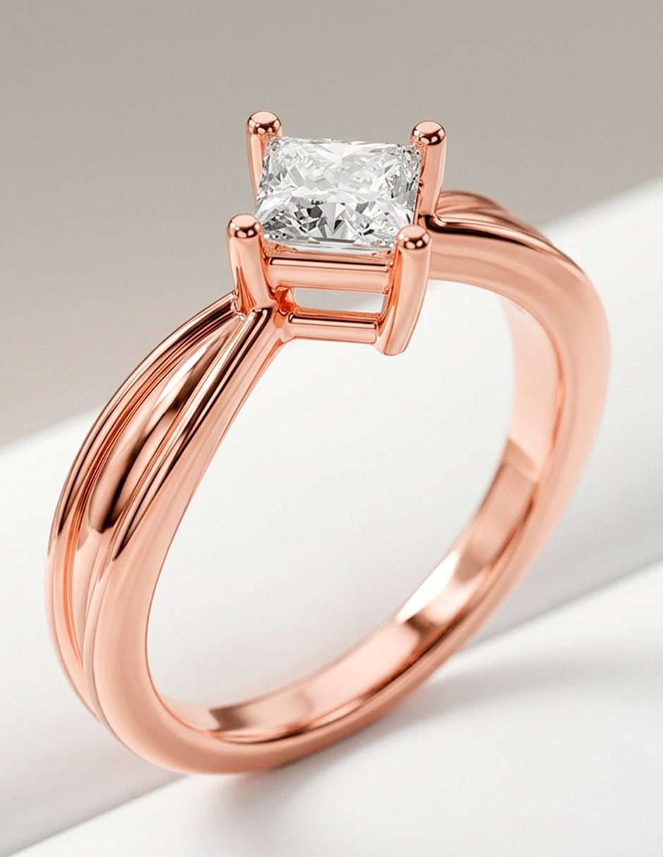 Anillo de compromiso de oro 9 k zirconia cúbica 6