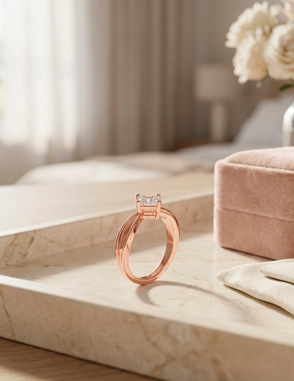 Anillo de compromiso de oro 9 k zirconia cúbica 7