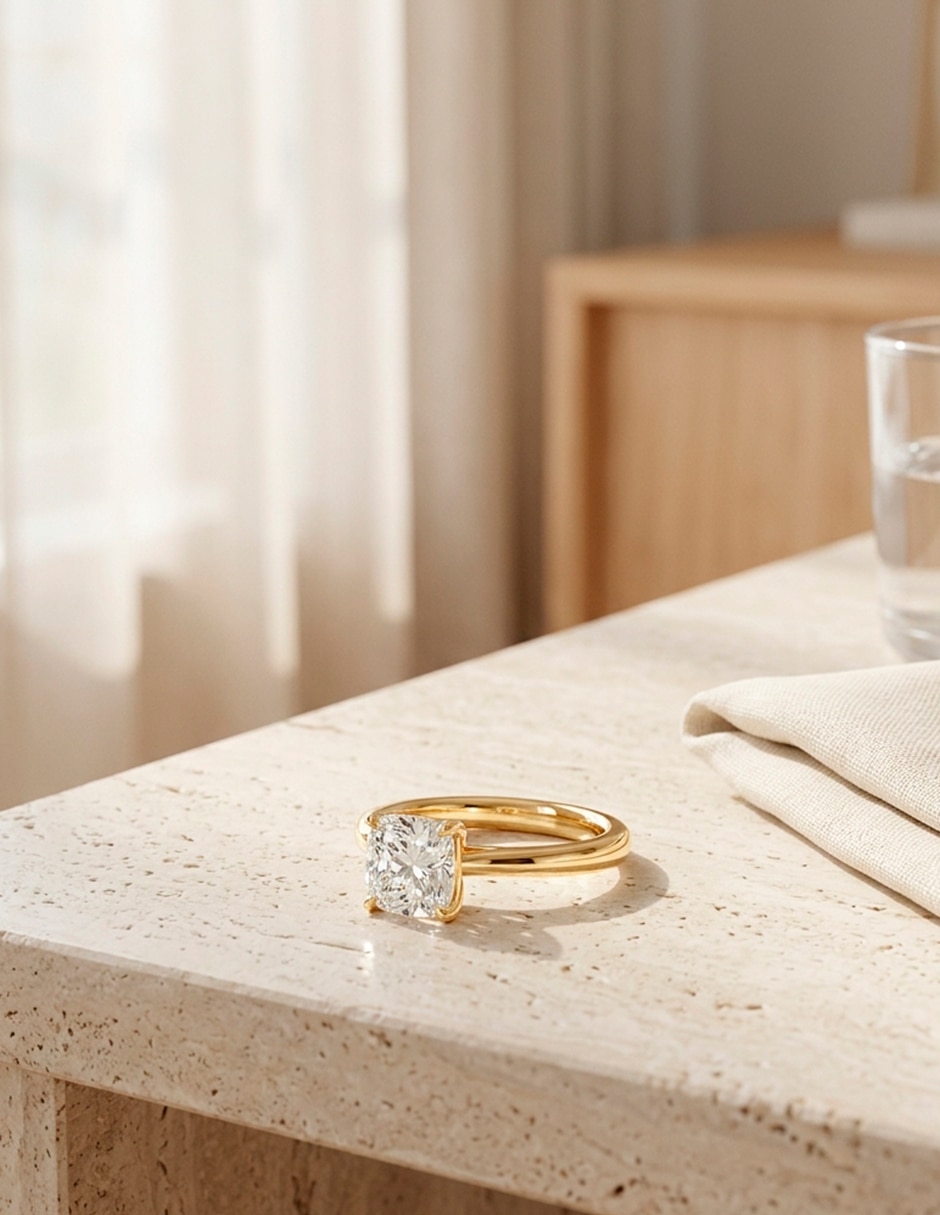 Anillo de compromiso de oro 9 K Amore Mio diamante de laboratorio