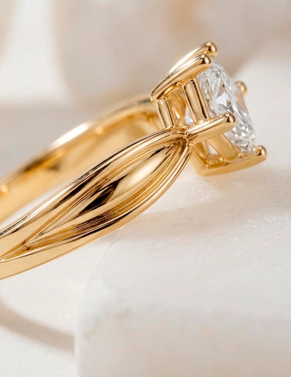 Anillo de compromiso de oro 9 K Amore Mio diamante de laboratorio
