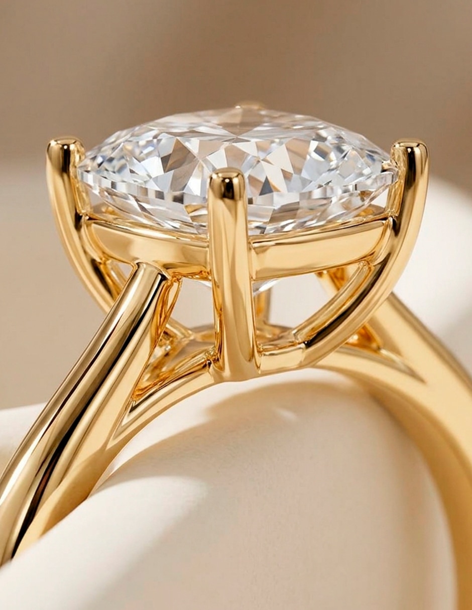 Anillo de compromiso de oro 14 K Amore Mio diamante de laboratorio