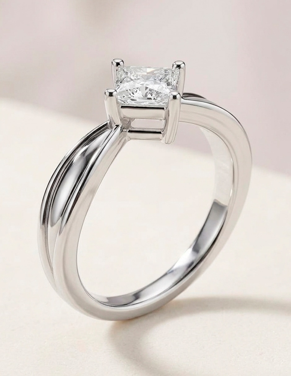 Anillo de compromiso de oro 14 K diamante de laboratorio 6
