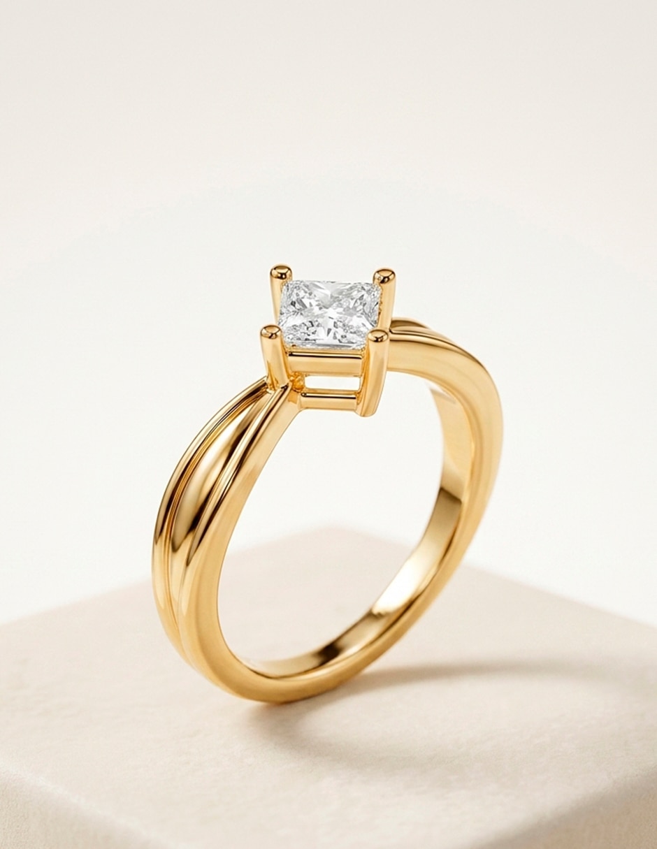 Anillo de compromiso de oro 9 K Amore Mio diamante de laboratorio