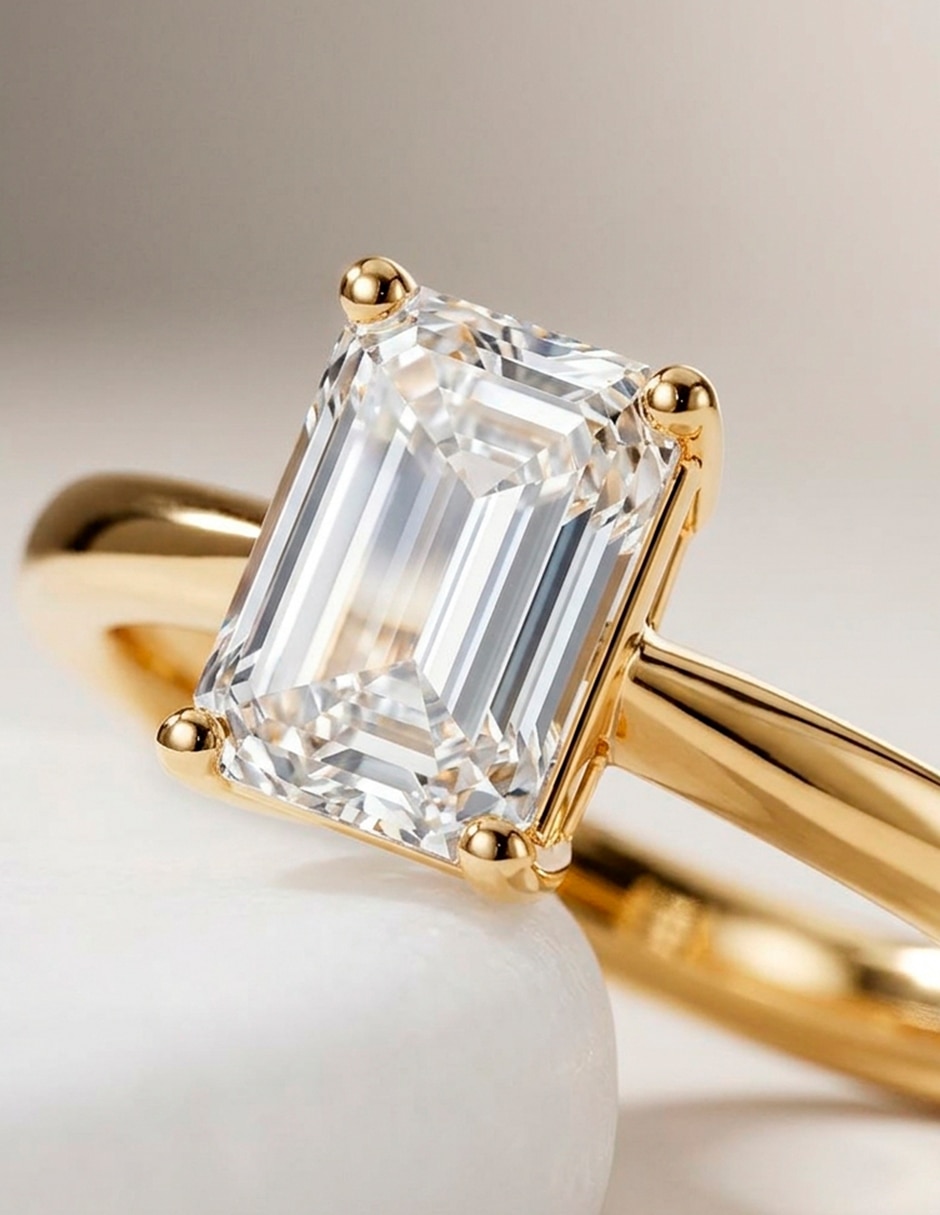 Anillo de compromiso de oro 14 K Amore Mio diamante de laboratorio