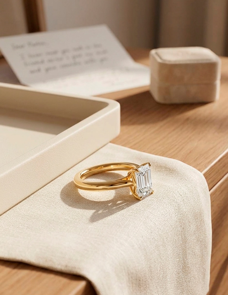 Anillo de compromiso de oro 9 K Amore Mio diamante de laboratorio