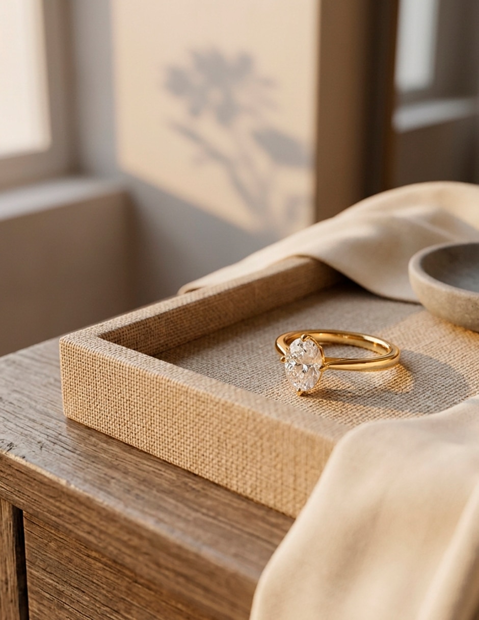 Anillo de compromiso de oro 9 K Amore Mio diamante de laboratorio
