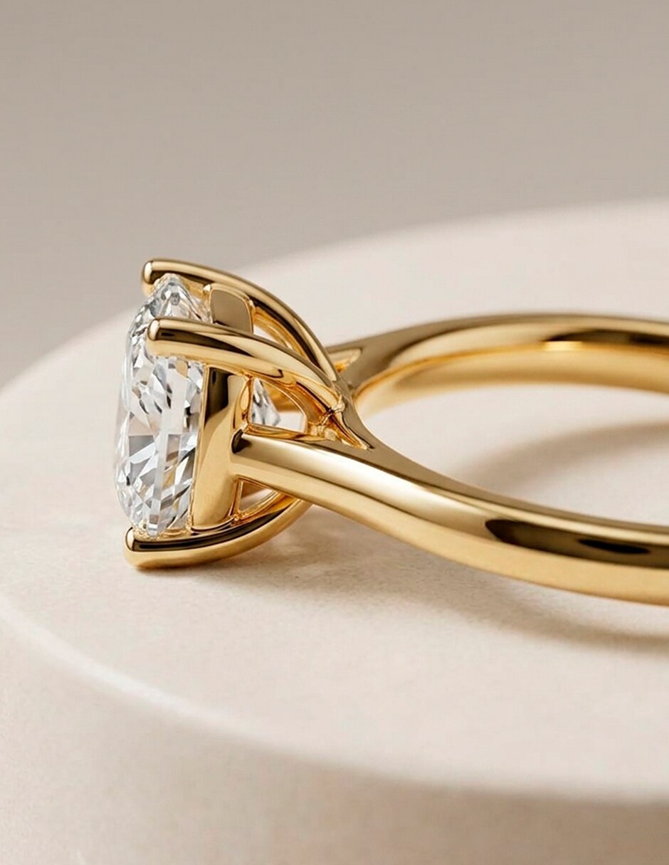 Anillo de compromiso de oro 14 K Amore Mio diamante de laboratorio