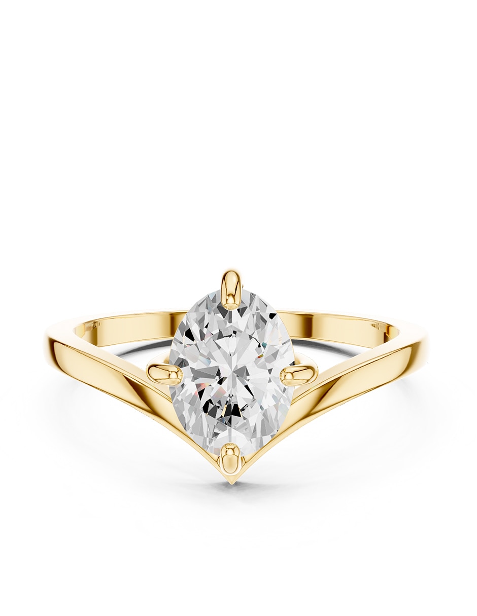 Anillo de compromiso de oro 14 K zirconia cœbica