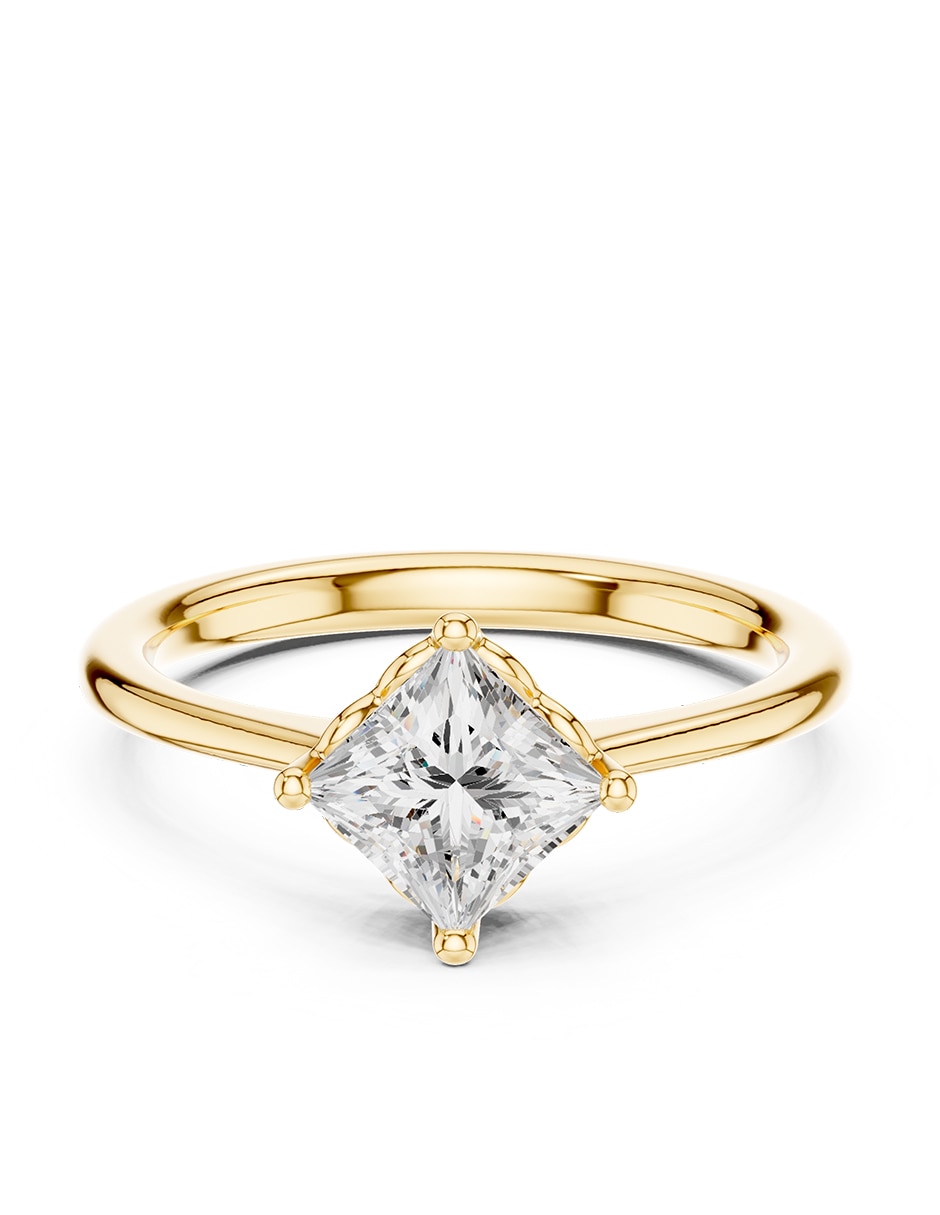Anillo de compromiso de oro 14 K diamante de laboratorio