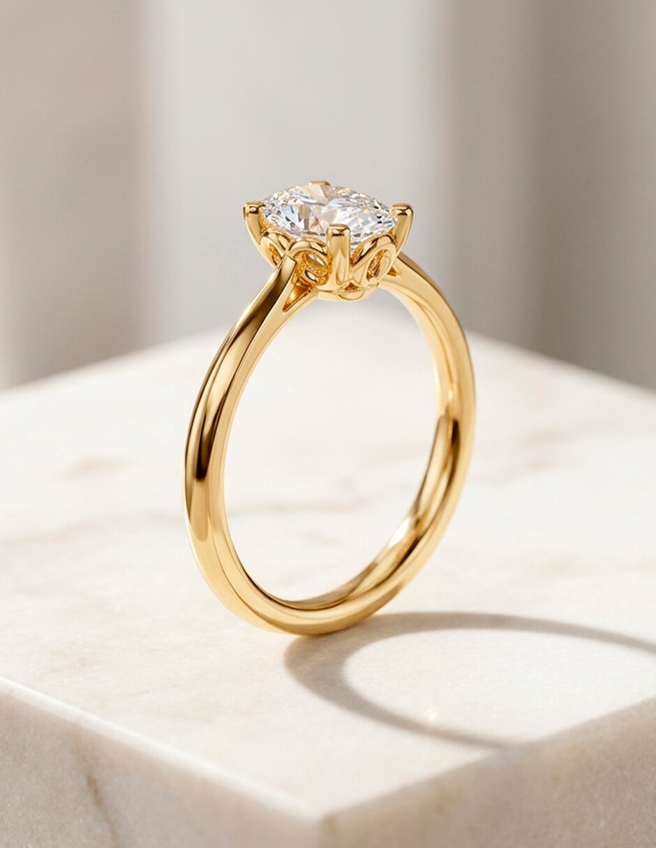 Anillo de compromiso de oro 9 K Amore Mio diamante de laboratorio