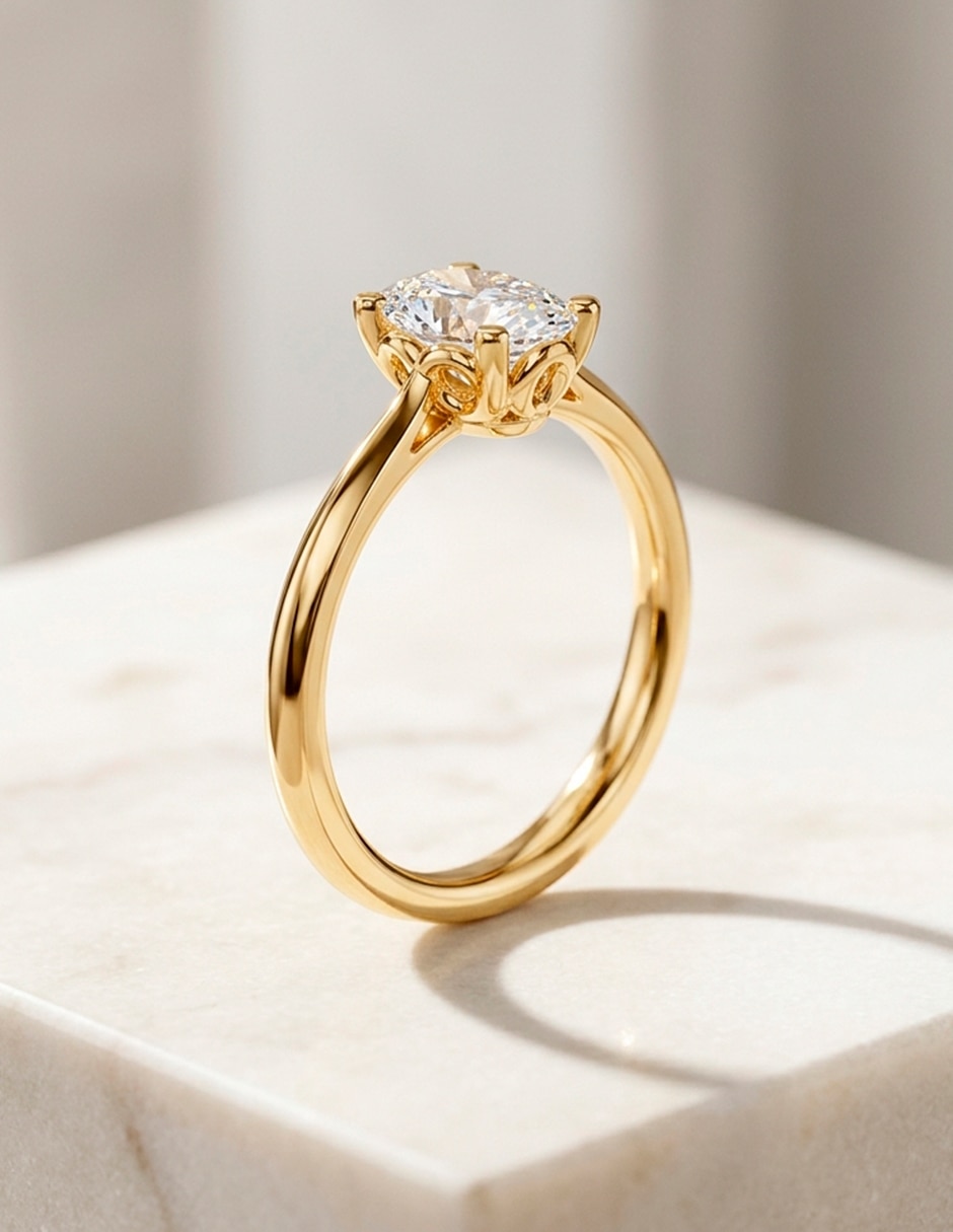 Anillo de compromiso de oro 14 K Amore Mio diamante de laboratorio