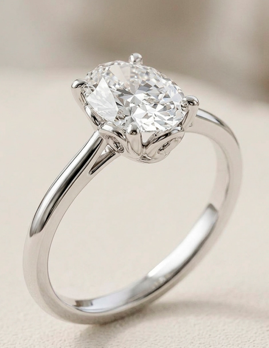 Anillo de compromiso de oro 9 K diamante de laboratorio 6