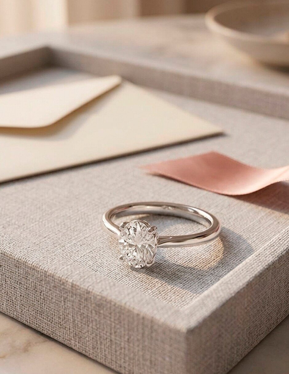 Anillo de compromiso de oro 14 K diamante de laboratorio 8