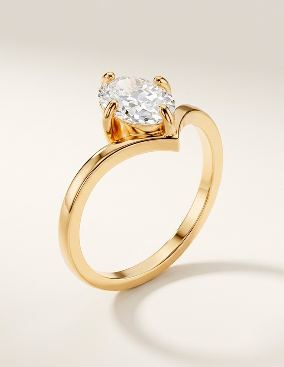 Anillo de compromiso de oro 14 K Amore Mio diamante de laboratorio