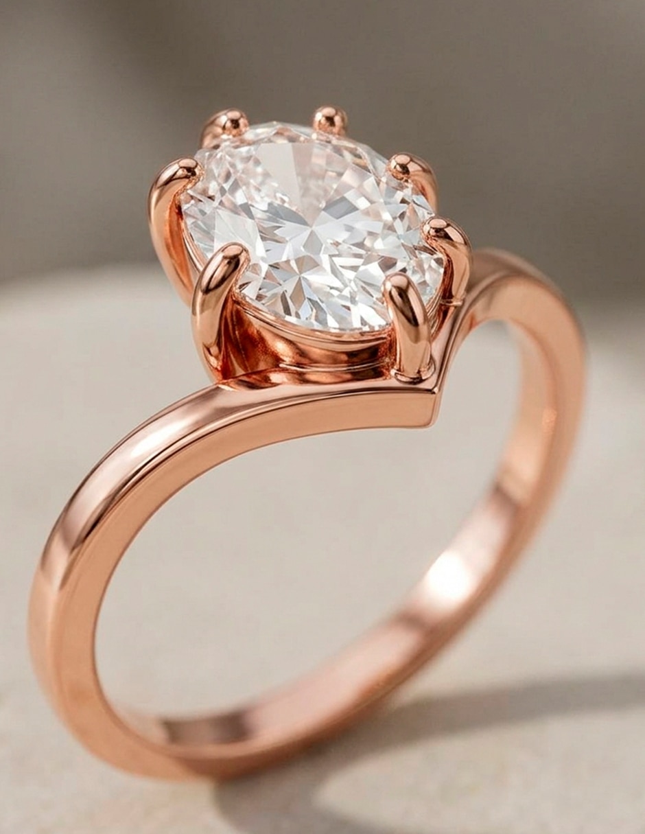 Anillo de compromiso de oro 14 K diamante de laboratorio 8