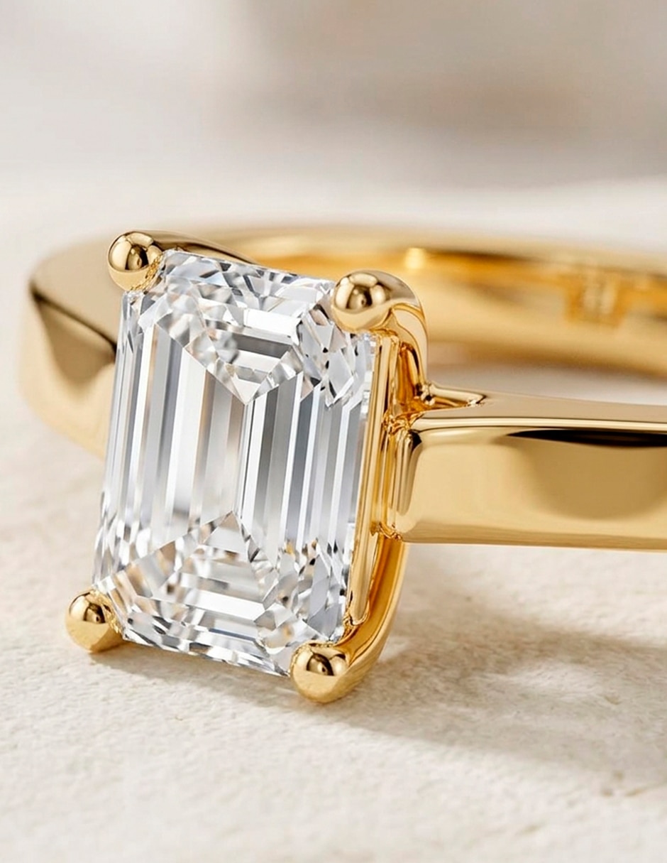 Anillo de compromiso de oro 14 K Amore Mio diamante de laboratorio