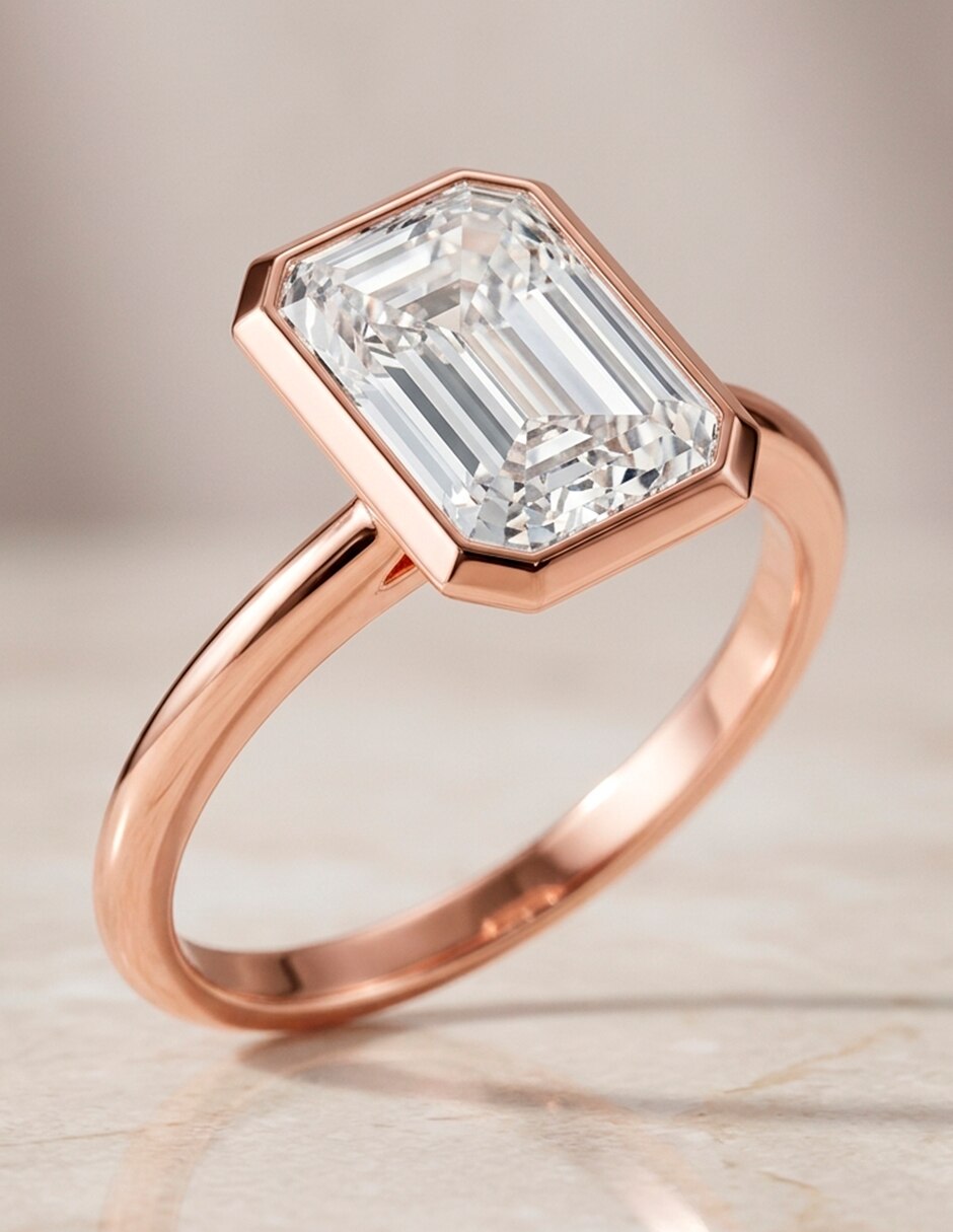 Anillo de compromiso de oro 9 K diamante de laboratorio 6