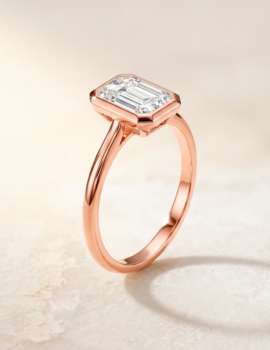 Anillo de compromiso de oro 9 K diamante de laboratorio 9