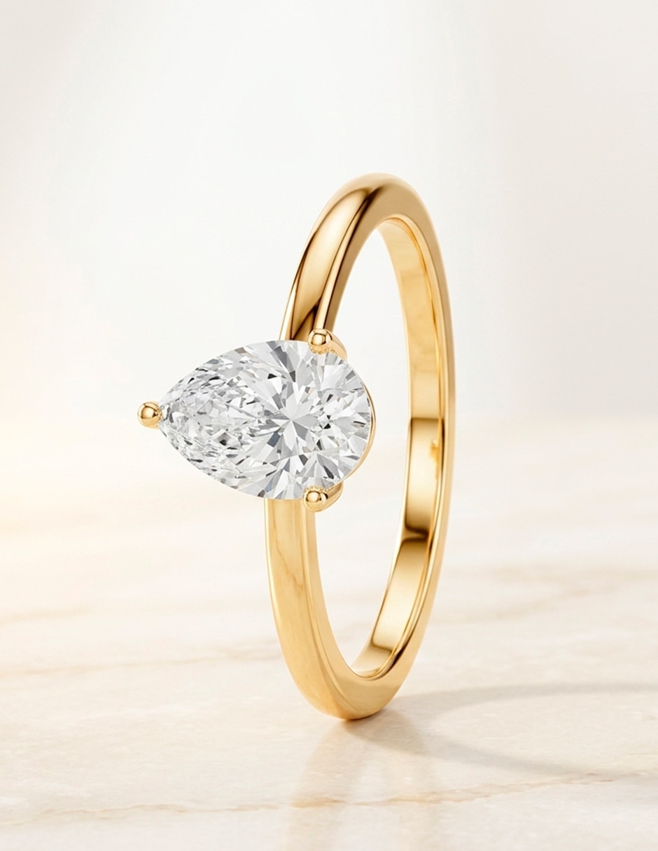 Anillo de compromiso de oro 14 K Amore mio diamante de laboratorio