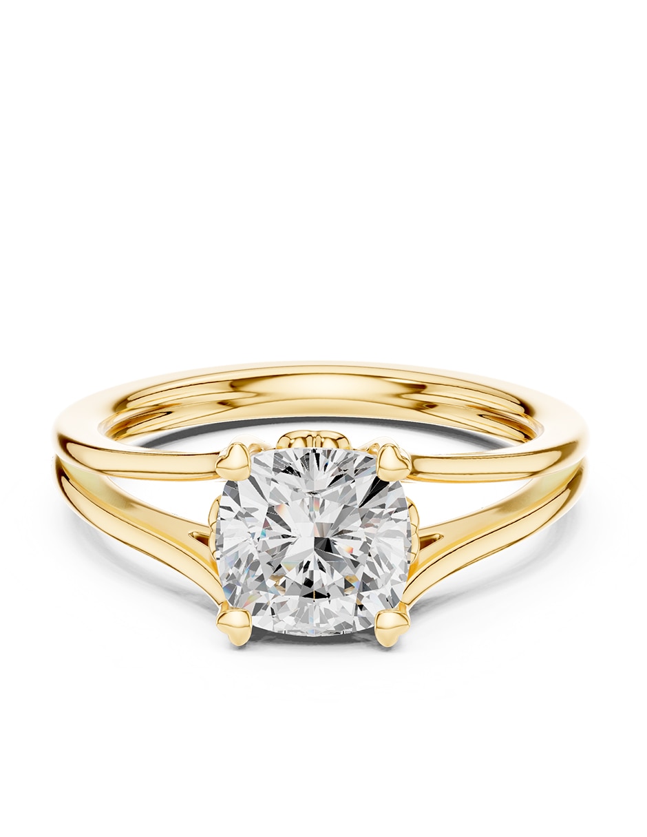 Anillo de compromiso de oro 14 K zirconia cœbica
