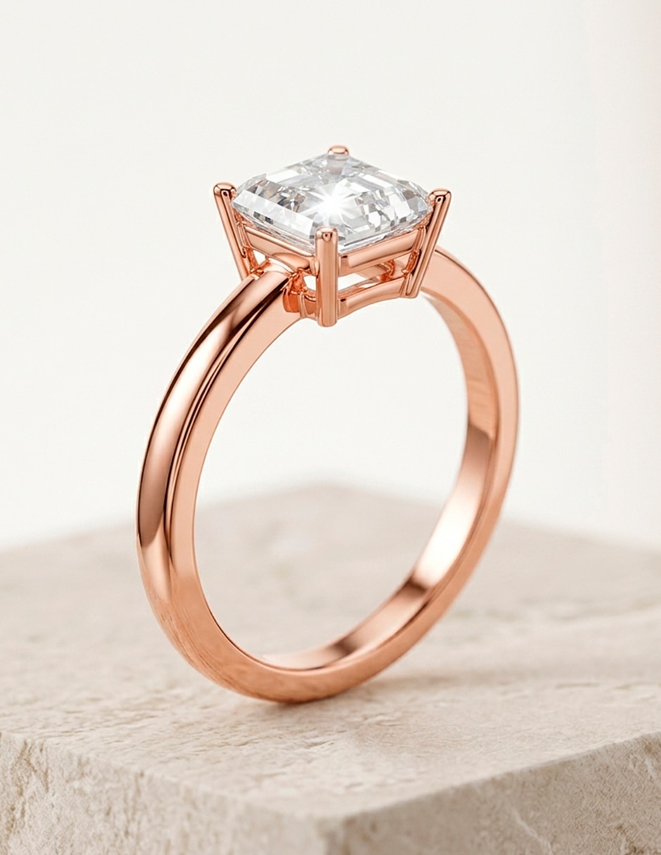 Anillo de compromiso de oro 9 K diamante de laboratorio 8