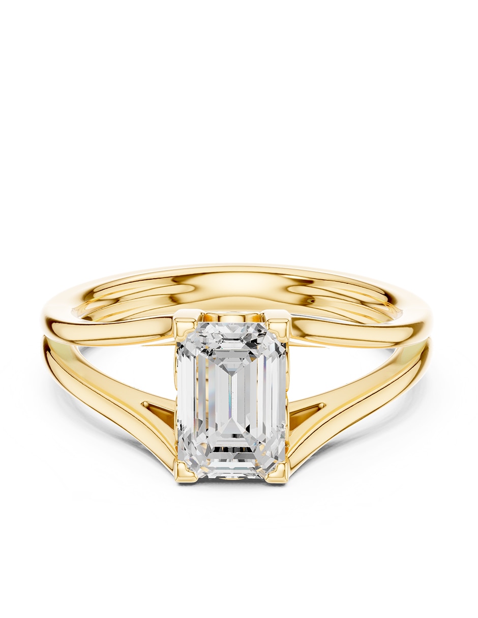 Anillo de compromiso de oro 14 K zirconia cœbica