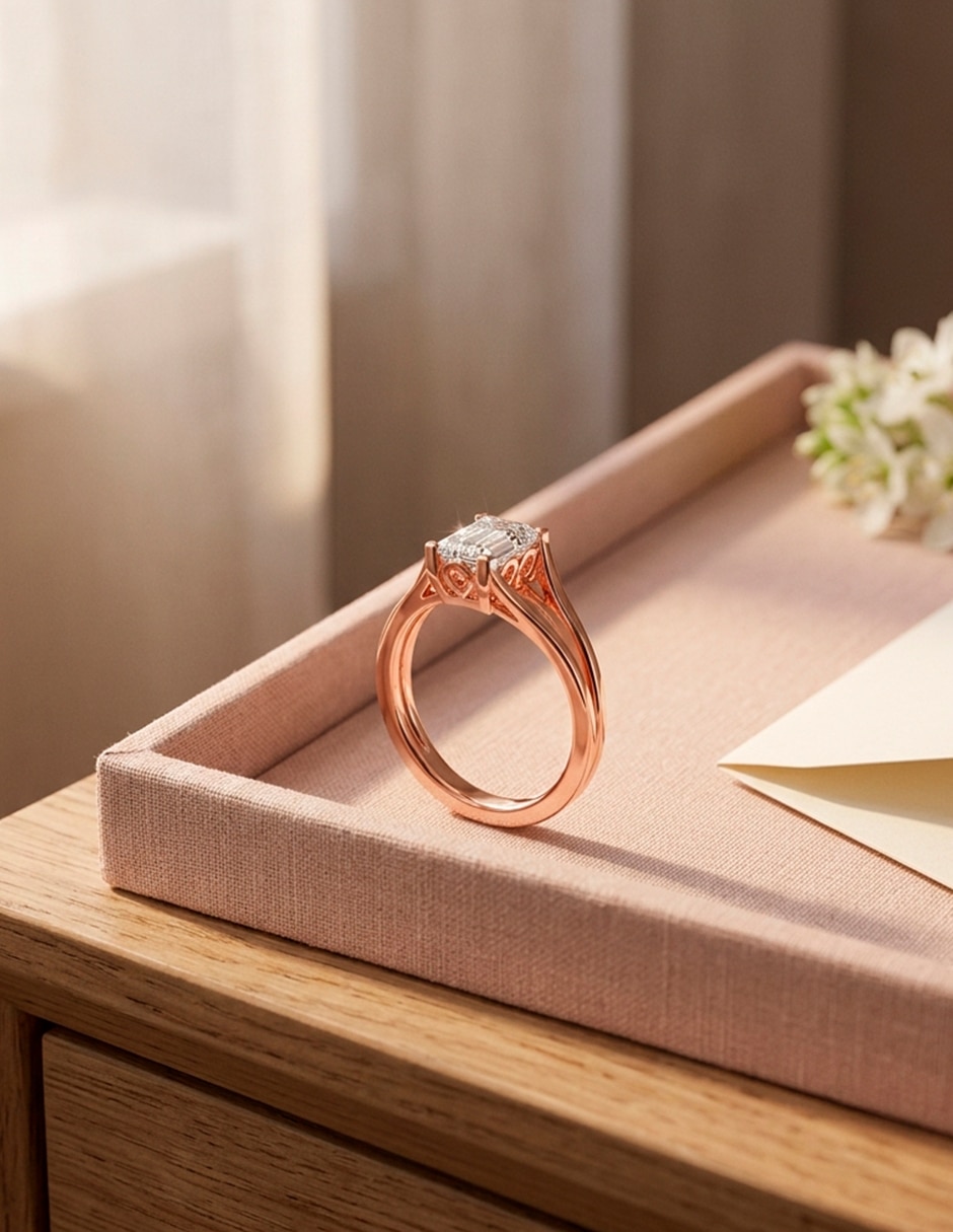 Anillo de compromiso de Oro 14 K Zirconia cúbica 8