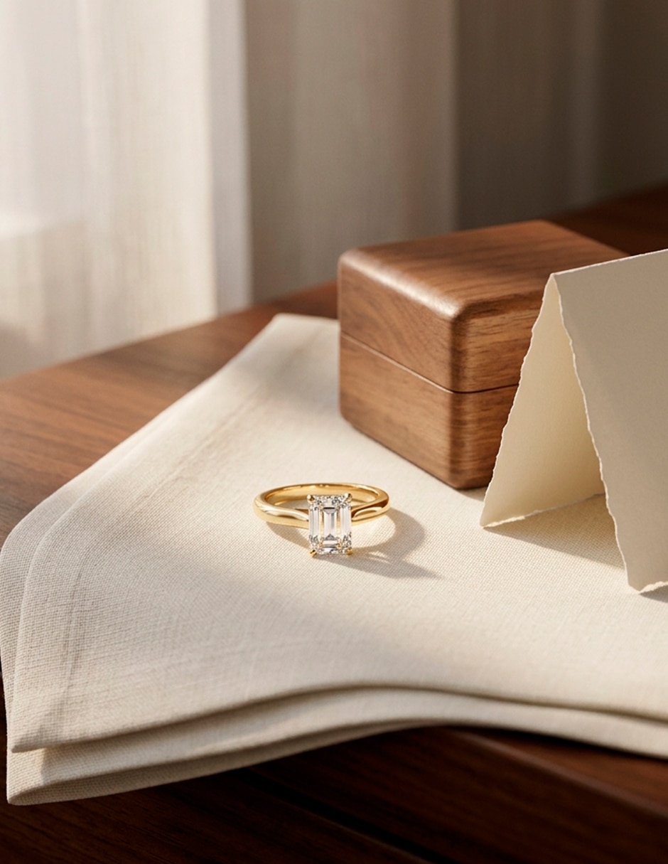 Anillo de compromiso de oro 14 K Amore mio diamante de laboratorio