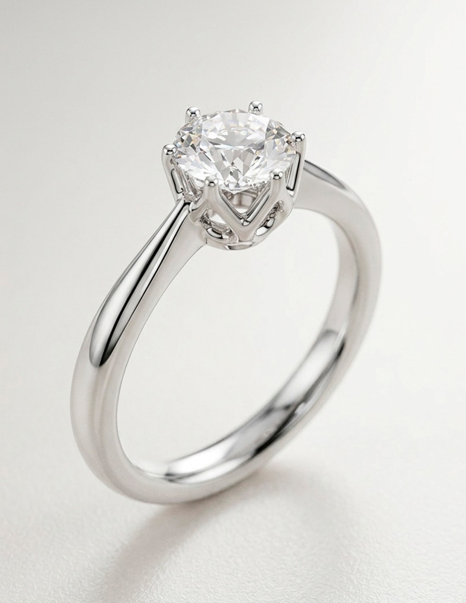 Anillo de compromiso de oro 14 K zirconia cúbica 9