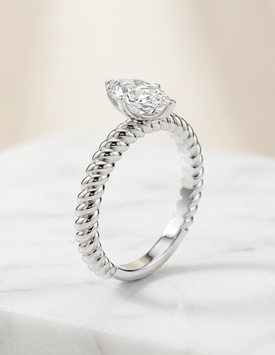 Anillo de compromiso de oro 18 K diamante de laboratorio 9
