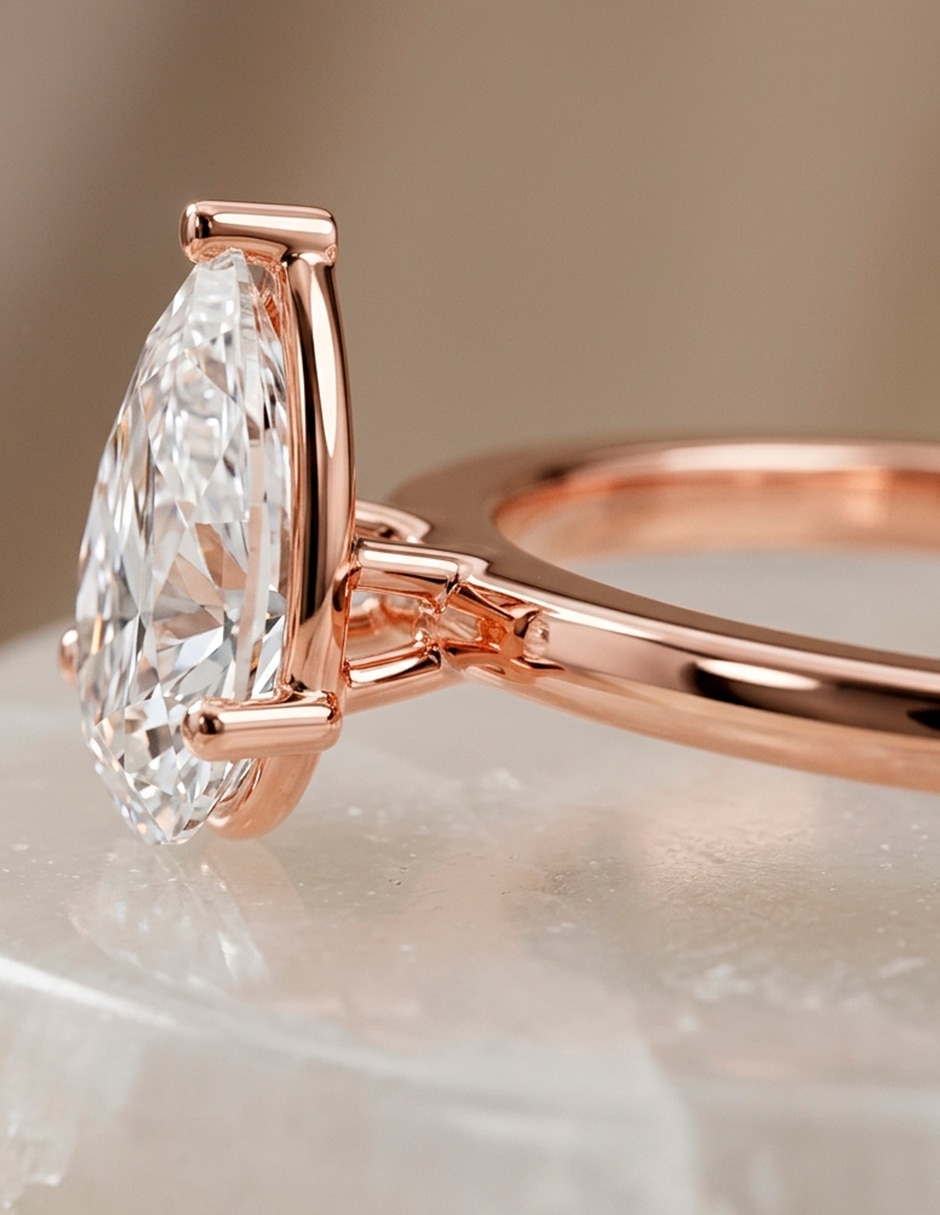 Anillo de compromiso de oro 14 K diamante de laboratorio 9