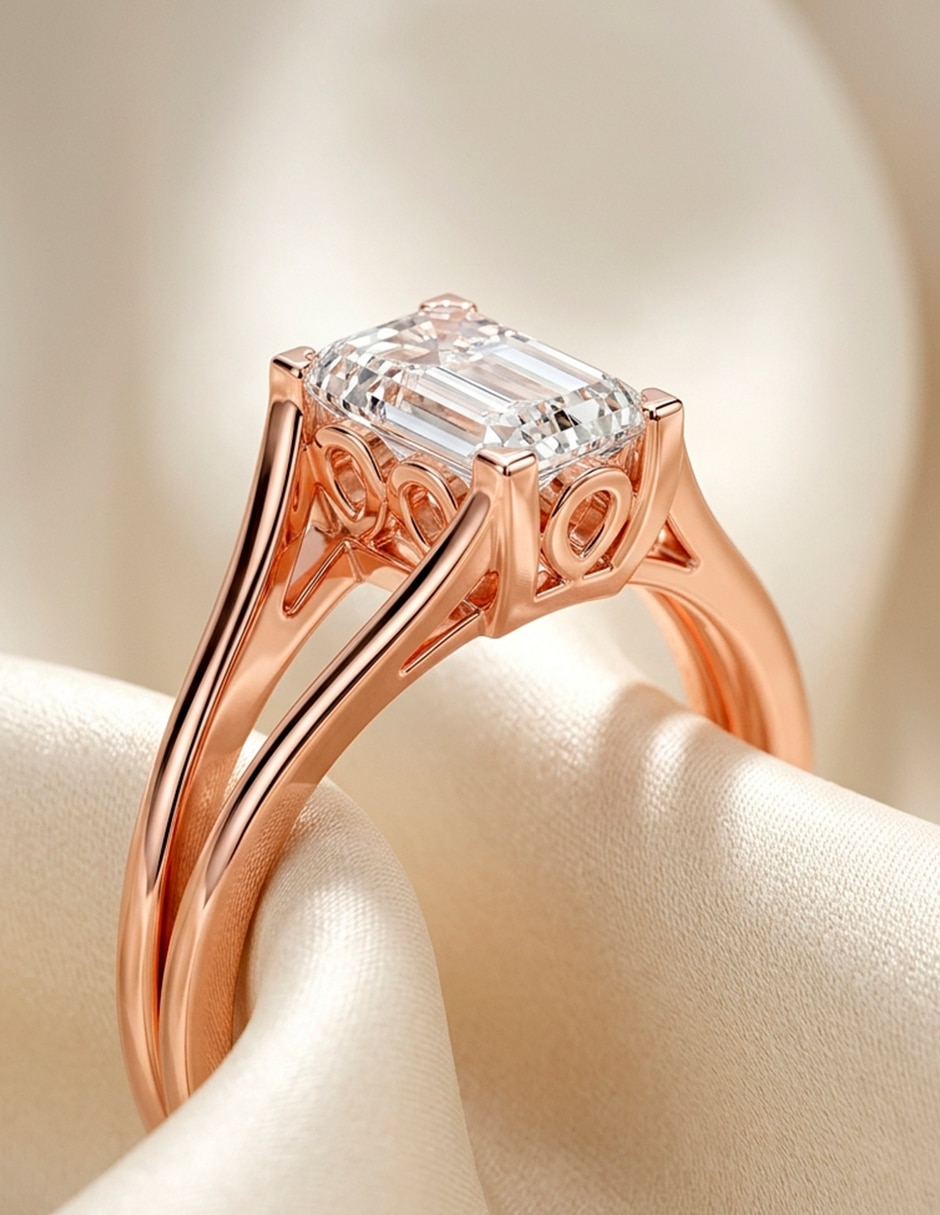 Anillo de compromiso de oro 18 K diamante de laboratorio 10