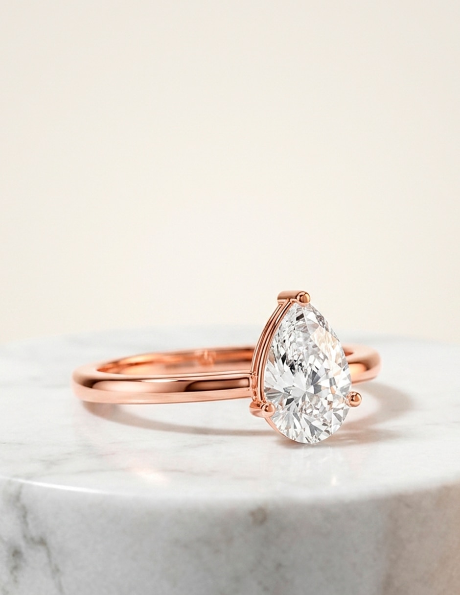 Anillo de compromiso de oro 9 K diamante de laboratorio 7