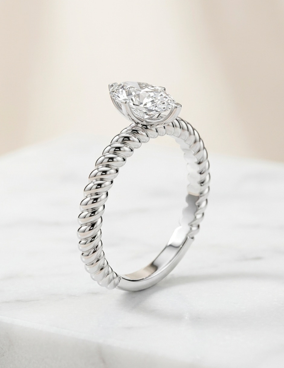 Anillo de compromiso de oro 18 K diamante de laboratorio 9