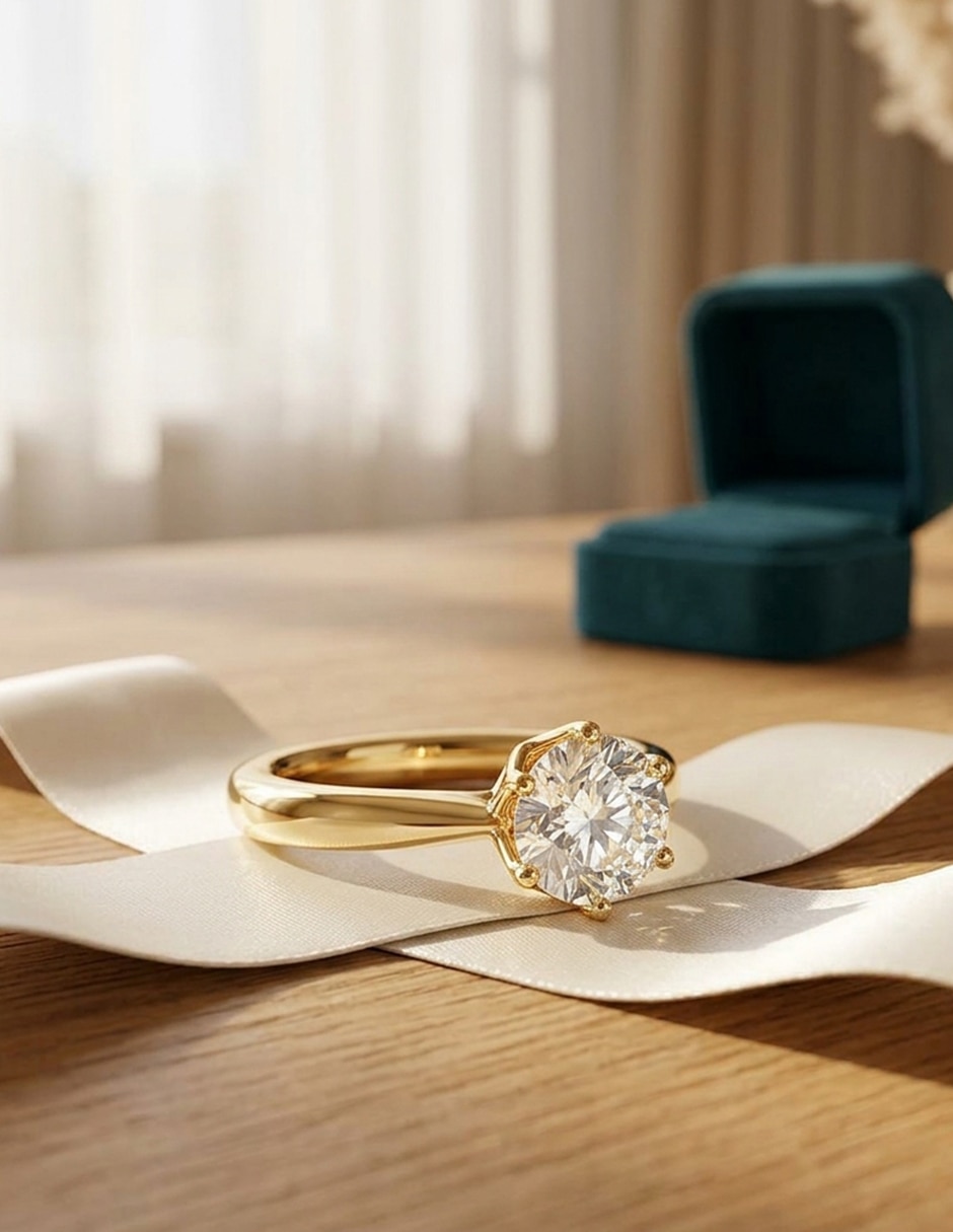 Anillo de compromiso de oro 18 K Amore mio diamante de laboratorio