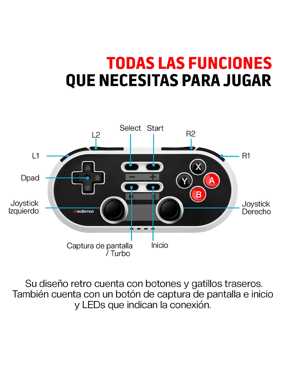Control Redlemon inalámbrica multiplataforma edición limitada retro