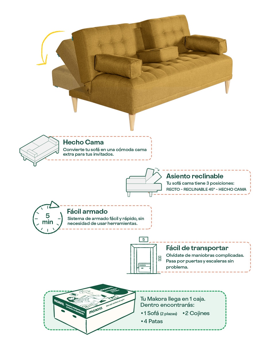 Sofá cama armable Queen con Memory Foam de lino 9