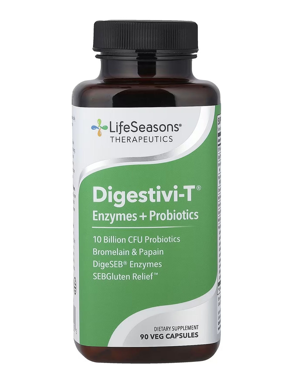 Digestivi-T Enzimas + Probióticos LifeSeasons con enzimas digestivas y probióticos de 90 cápsulas
