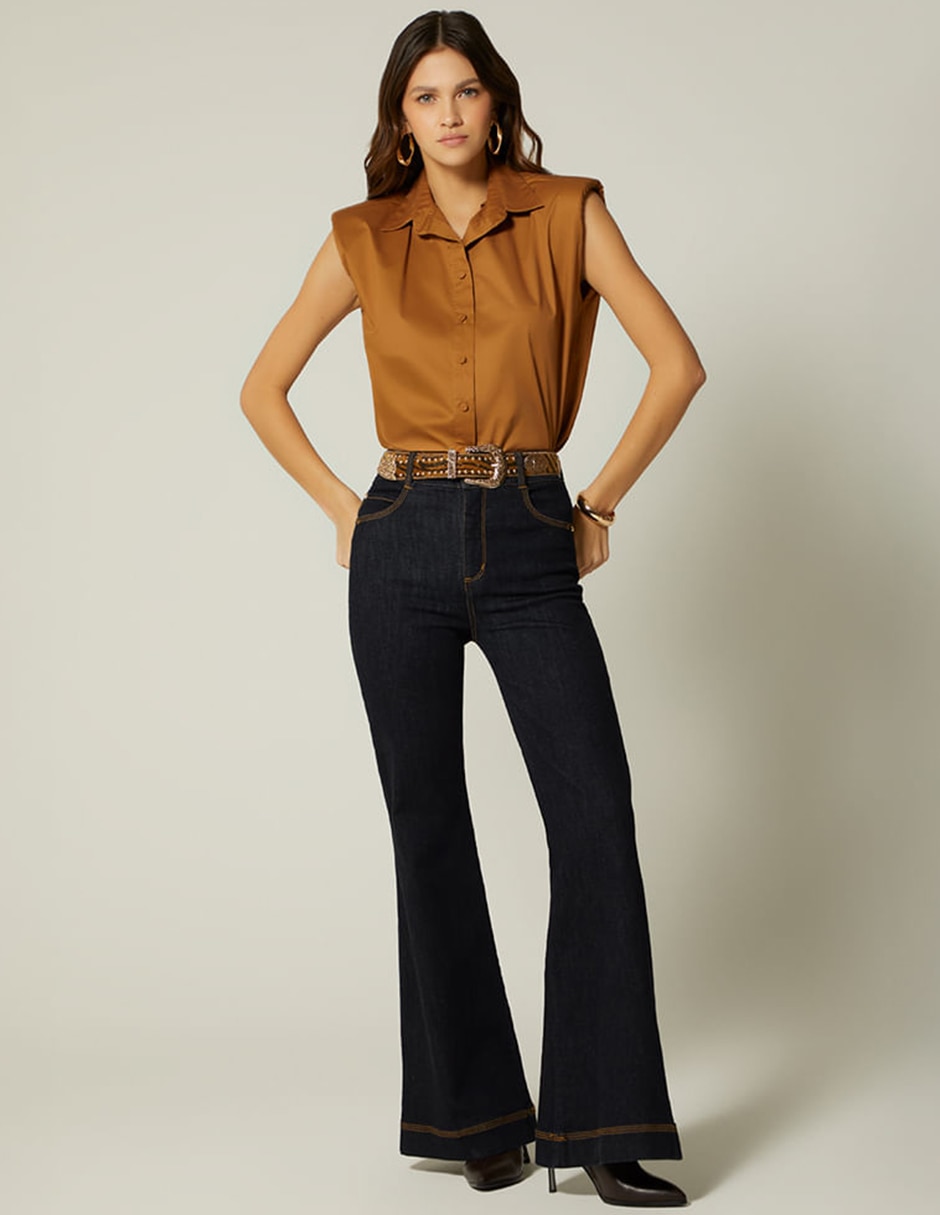 Jeans acampanado Studio F para mujer
